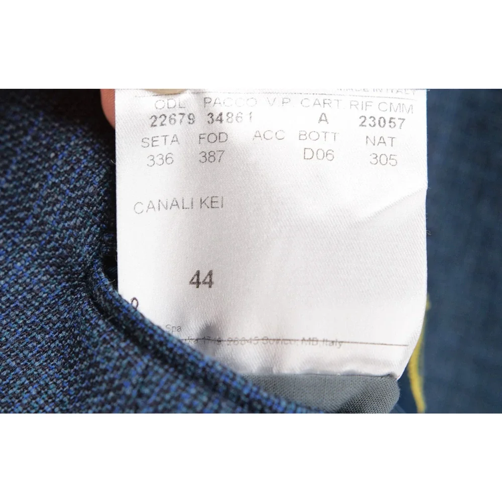 Canali Kei Blazer Sport Coat Mens 44R Blue Plaid Unstructured Patch Pocket Wool